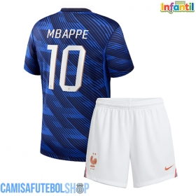 Camisa de time de futebol França Kylian Mbappe #10 Replicas 1º Equipamento Infantil Mundo 2026 Manga Curta (+ Calças curtas)